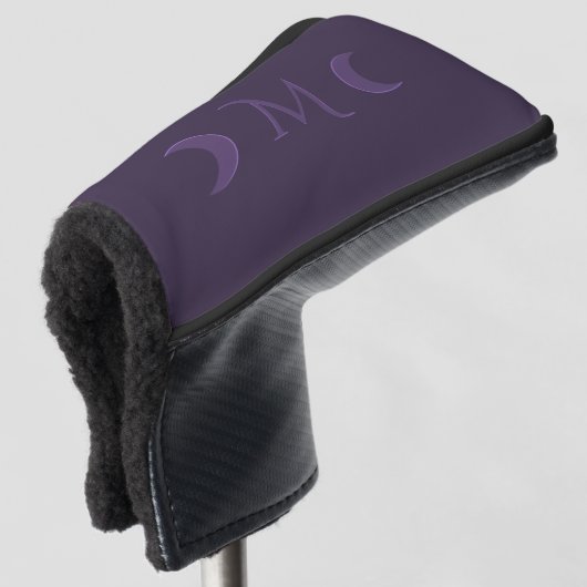 Dusty Violet Crescent Moons Monogram Golfheadcover (3/4 voorkant)