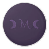 Dusty Violet Crescent Moons Monogram Keramische Knop (Voorkant)