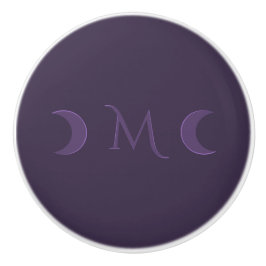 Dusty Violet Crescent Moons Monogram Keramische Knop