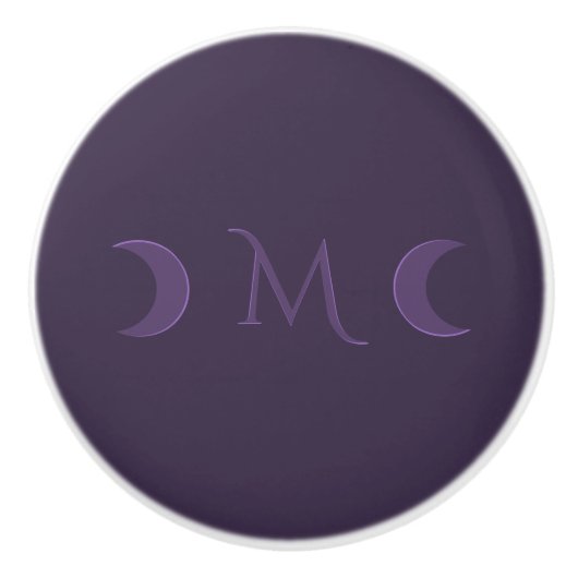 Dusty Violet Crescent Moons Monogram Keramische Knop (Voorkant)