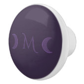 Dusty Violet Crescent Moons Monogram Keramische Knop (Rechts)