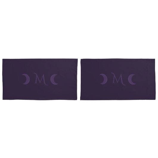 Dusty Violet Crescent Moons Monogram Kussensloop (Voorkant-Set)