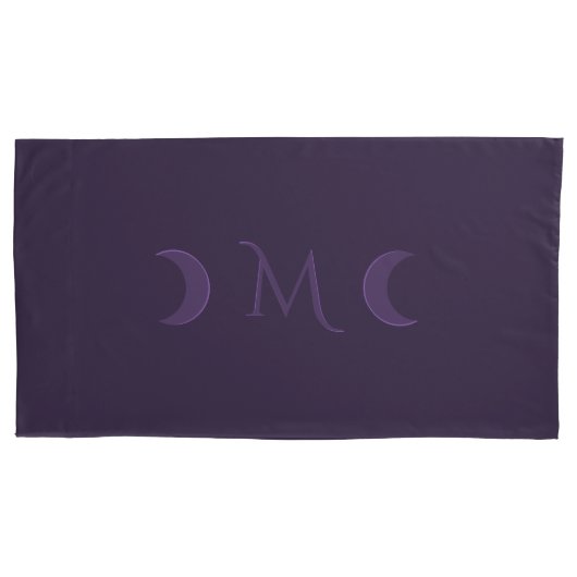 Dusty Violet Crescent Moons Monogram Kussensloop (Voorkant-Links)