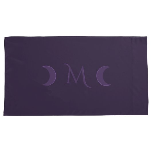 Dusty Violet Crescent Moons Monogram Kussensloop (Voorkant-Rechts)