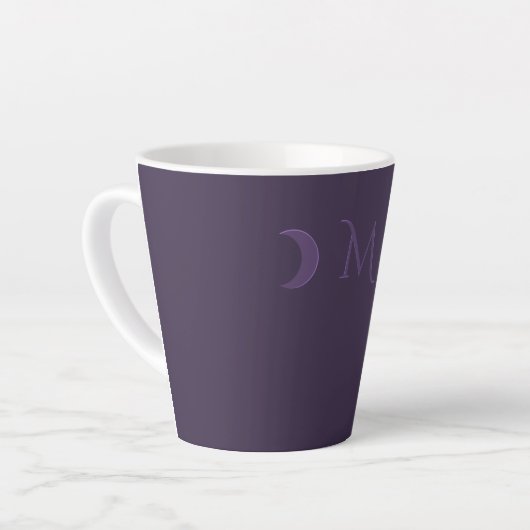 Dusty Violet Crescent Moons Monogram Latte Mok (Linkerhoek)