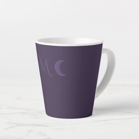Dusty Violet Crescent Moons Monogram Latte Mok (Rechterhoek)