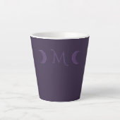 Dusty Violet Crescent Moons Monogram Latte Mok (Voorkant)