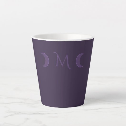 Dusty Violet Crescent Moons Monogram Latte Mok (Voorkant)