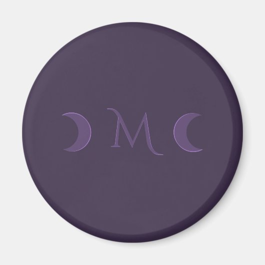 Dusty Violet Crescent Moons Monogram Magneet (Voorkant)