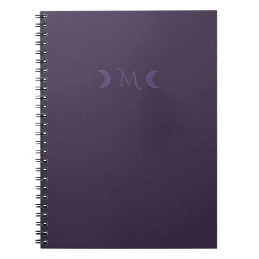Dusty Violet Crescent Moons Monogram Notitieboek (Voorkant)