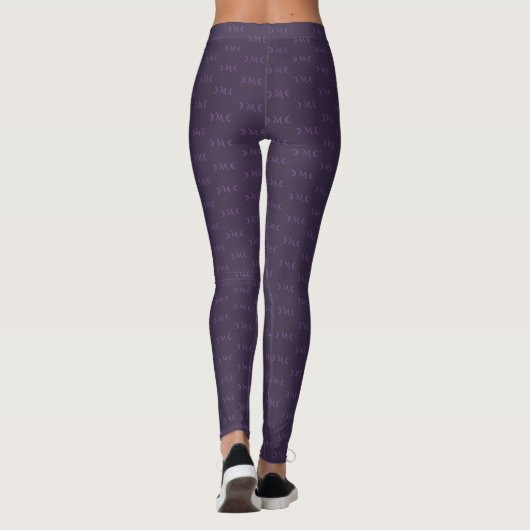 Dusty Violet Crescent Moons Monogram Patroon Leggings (Achterkant)