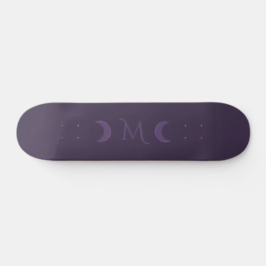 Dusty Violet Crescent Moons Monogram Persoonlijk Skateboard (Horizontaal)