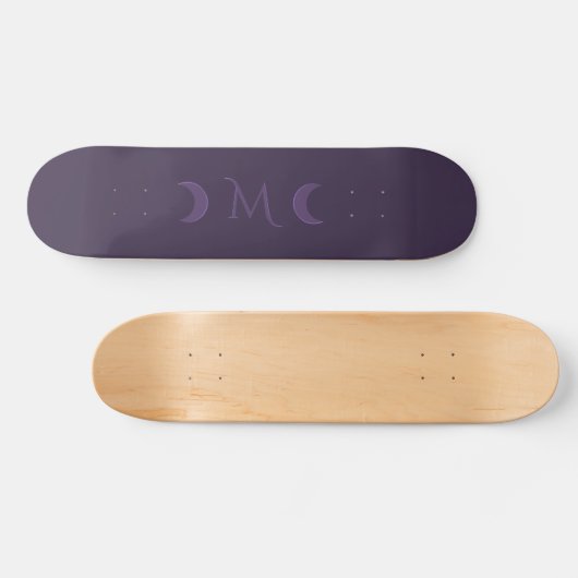 Dusty Violet Crescent Moons Monogram Persoonlijk Skateboard (Horizontaal)