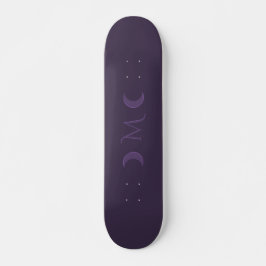 Dusty Violet Crescent Moons Monogram Persoonlijk Skateboard