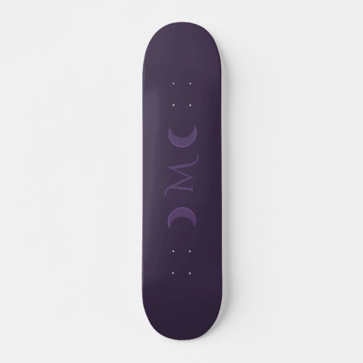 Dusty Violet Crescent Moons Monogram Persoonlijk Skateboard (Voorkant)