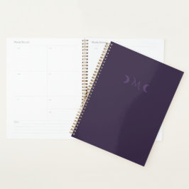 Dusty Violet Crescent Moons Monogram Planner