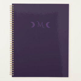Dusty Violet Crescent Moons Monogram Planner