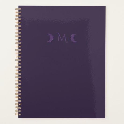 Dusty Violet Crescent Moons Monogram Planner (Voorkant)