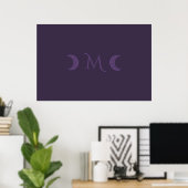 Dusty Violet Crescent Moons Monogram Poster (Thuiskantoor)