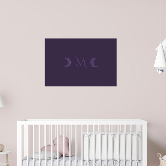 Dusty Violet Crescent Moons Monogram Poster (Kinderkamer 2)