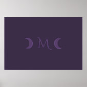Dusty Violet Crescent Moons Monogram Poster (Voorkant)