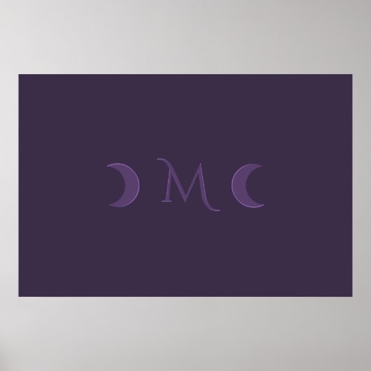 Dusty Violet Crescent Moons Monogram Poster (Voorkant)