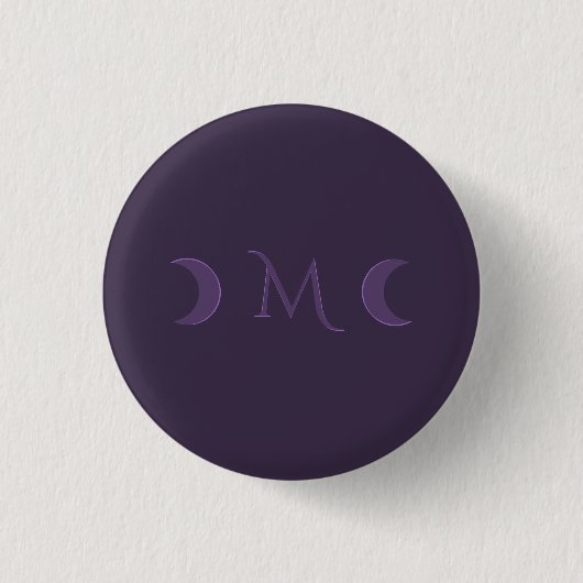 Dusty Violet Crescent Moons Monogram Ronde Button 3,2 Cm (Voorkant)