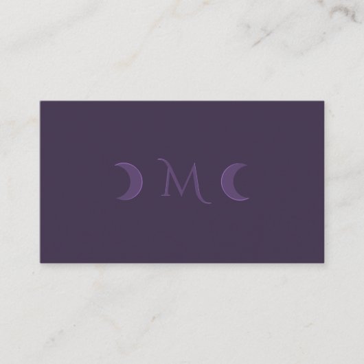 Dusty Violet Crescent Moons Monogram Visitekaartje (Voorkant)