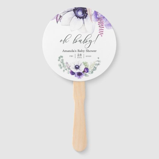 Dusty Violet Floral Baby shower Handwaaier (Voorkant)