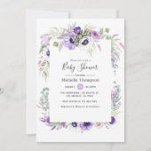 Dusty Violet Floral Baby shower Kaart (Voorkant)