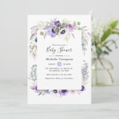 Dusty Violet Floral Baby shower Kaart (Staand voorkant)