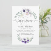 Dusty Violet Floral Baby shower Kaart (Staand voorkant)