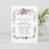 Dusty Violet Floral Baby shower per post Kaart (Staand voorkant)