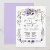 Dusty Violet Floral Baby shower per post Kaart (Voorkant / Achterkant)