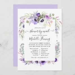 Dusty Violet Floral Baby shower per post Kaart