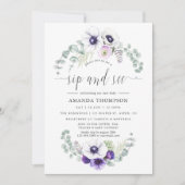 Dusty Violet Floral Baby Sip en See Kaart (Voorkant)