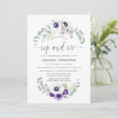 Dusty Violet Floral Baby Sip en See Kaart (Staand voorkant)