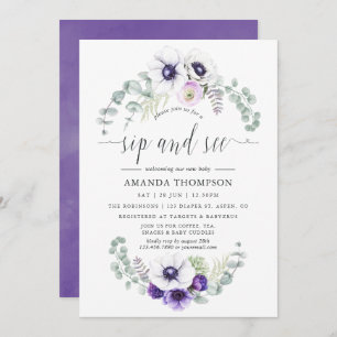 Dusty Violet Floral Baby Sip en See Kaart