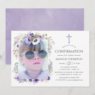 Dusty Violet Floral Bevestiging Kaart