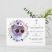 Dusty Violet Floral Bevestiging Kaart (Staand voorkant)