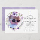 Dusty Violet Floral Bevestiging Kaart (Voorkant / Achterkant)