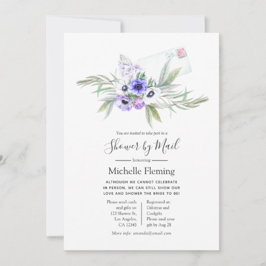 Dusty Violet Floral Bridal of Baby shower per post Kaart (Voorkant)