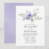 Dusty Violet Floral Bridal of Baby shower per post Kaart (Voorkant / Achterkant)