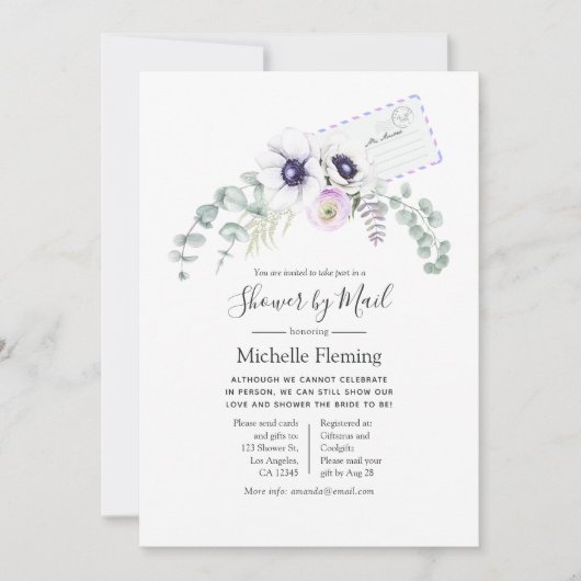 Dusty Violet Floral Bridal of Baby shower per post Kaart (Voorkant)