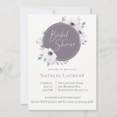 Dusty Violet Floral Lijst bruids doucheuitnodiging Kaart (Voorkant)