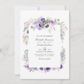 Dusty Violet Floral QR Code RSVP Weddenschap Kaart (Voorkant)