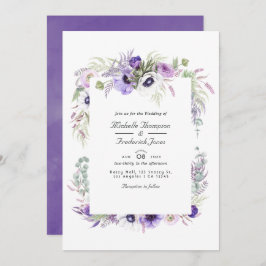 Dusty Violet Floral QR Code RSVP Weddenschap Kaart