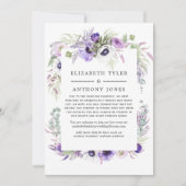 Dusty Violet Floral Reduced Wedding Guest List Aankondiging (Voorkant)