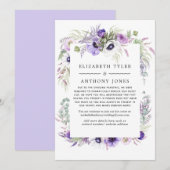 Dusty Violet Floral Reduced Wedding Guest List Aankondiging (Voorkant / Achterkant)