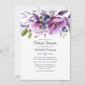 Dusty Violet Floral Virtual Baby of Vrijgezellenfe Kaart (Voorkant)